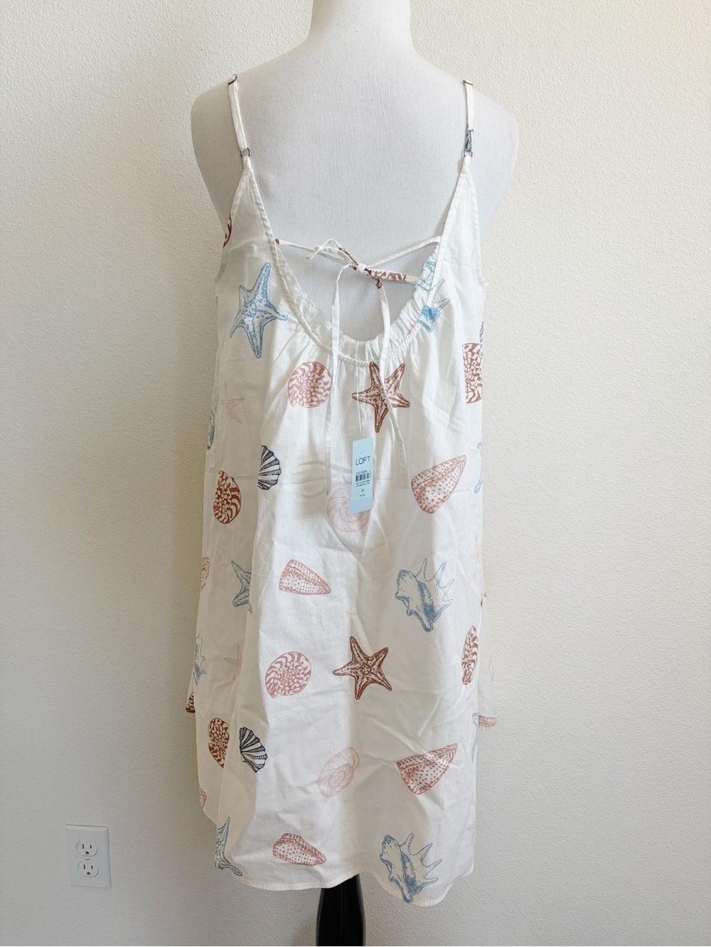 LOFT White Seashell Print Sundress with Blue & brown Accents - Picture 4 of 7